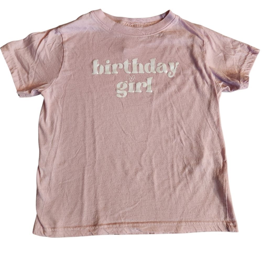 Birthday Girl 100% Cotton Short Sleeve Shirt Size 7 Pink